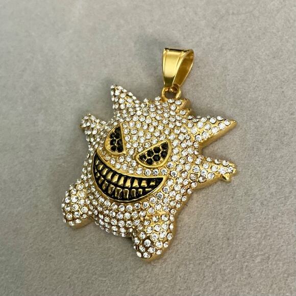 Brand New- Iced GENGAR Pokémon Pendant Medium -Gold & Black - Picture 3 of 10